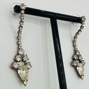 Vintage clear stone long earrings bridal statement Classic dropping earrings